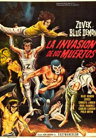 Blue Demon y Zovek en La invasión de los muertos