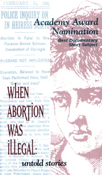 When Abortion Was Illegal: Untold Stories